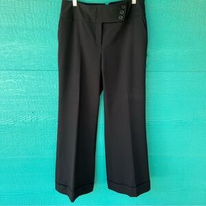 DILLARD’S KENAR MID RISE WIDE LEG FLARE CUFFED BLACK DRESS PANTS SIZE 8